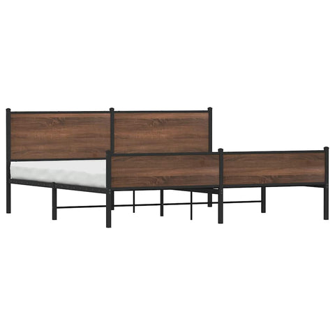 vidaXL Metal Bed Frame without Mattress Brown Oak 193x203 cm