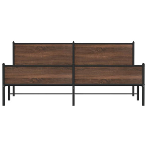 vidaXL Metal Bed Frame without Mattress Brown Oak 193x203 cm