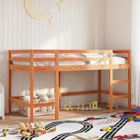 vidaXL Kids' Loft Bed without Mattress with Ladder Wax Brown 80x200 cm