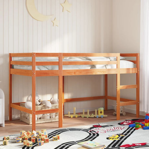 vidaXL Kids' Loft Bed without Mattress with Ladder Wax Brown 90x200 cm