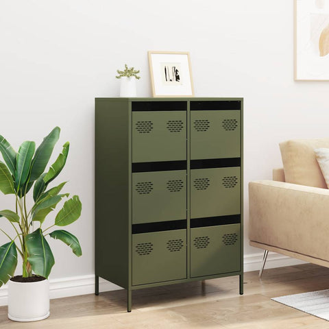 vidaXL Highboard Olive Green 68x39x101.5 cm Steel