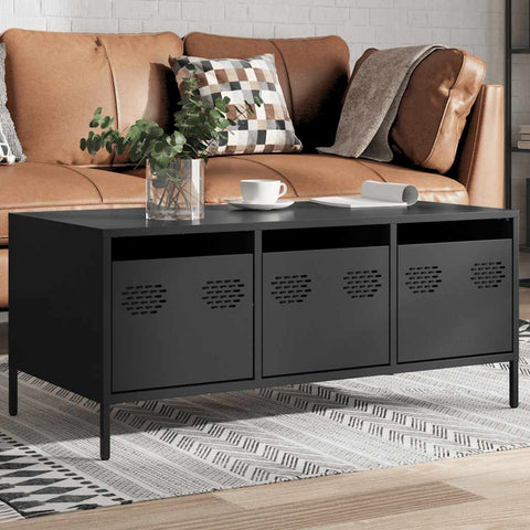 vidaXL Coffee Table Black 101.5x50x43.5 cm Cold-rolled Steel