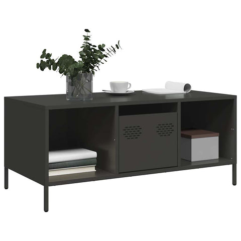 vidaXL Coffee Table Black 101.5x50x43.5 cm Cold-rolled Steel
