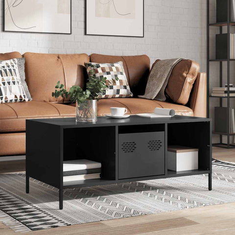 vidaXL Coffee Table Black 101.5x50x43.5 cm Cold-rolled Steel