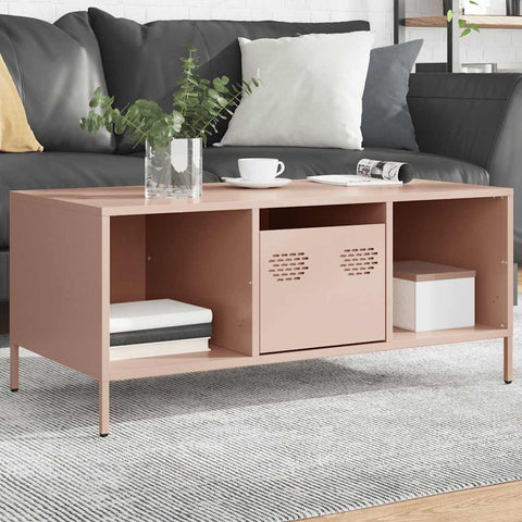 vidaXL Coffee Table Pink 101.5x50x43.5 cm Cold-rolled Steel