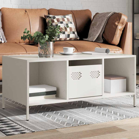vidaXL Coffee Table White 101.5x50x43.5 cm Cold-rolled Steel