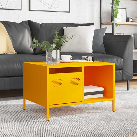 vidaXL Coffee Table Mustard Yellow 68.5x50x43.5 cm Cold-rolled Steel