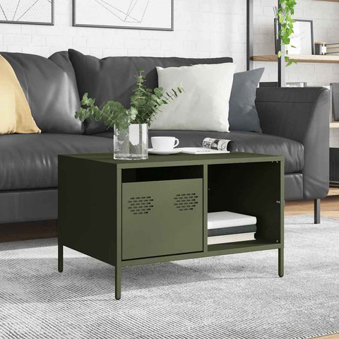 vidaXL Coffee Table Olive Green 68.5x50x43.5 cm Cold-rolled Steel