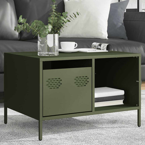 vidaXL Coffee Table Olive Green 68.5x50x43.5 cm Cold-rolled Steel