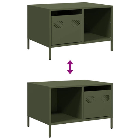 vidaXL Coffee Table Olive Green 68.5x50x43.5 cm Cold-rolled Steel