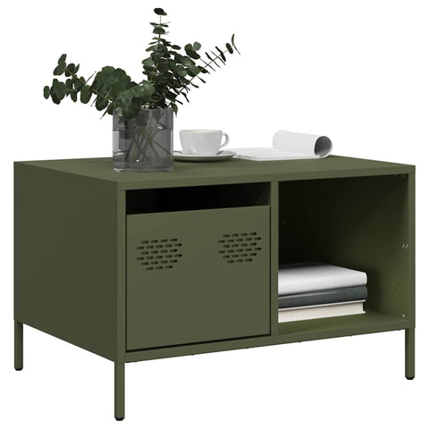 vidaXL Coffee Table Olive Green 68.5x50x43.5 cm Cold-rolled Steel