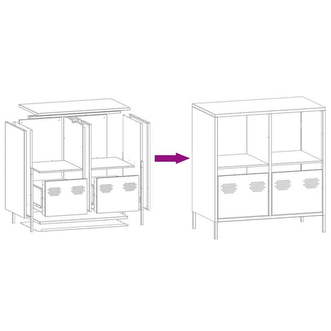 vidaXL Sideboard White 68x39x73.5 cm Cold-rolled Steel