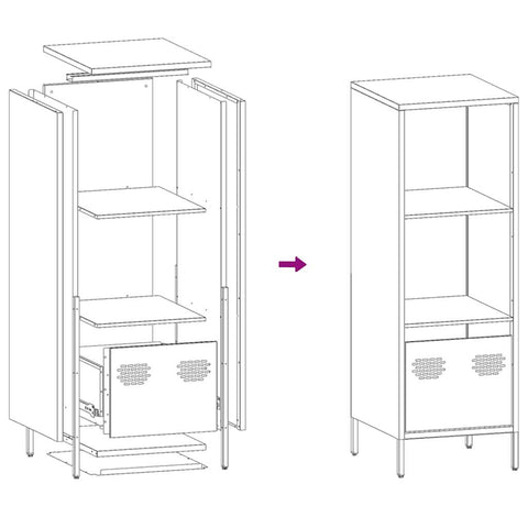 vidaXL Highboard Anthracite 35x39x103.5 cm Steel