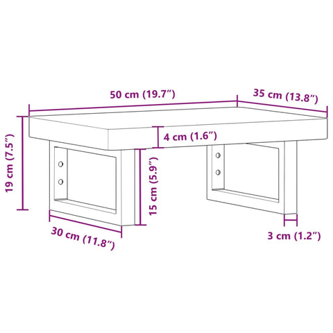 vidaXL Basin Shelf Wall Mounted Steel and Solid Wood Beech