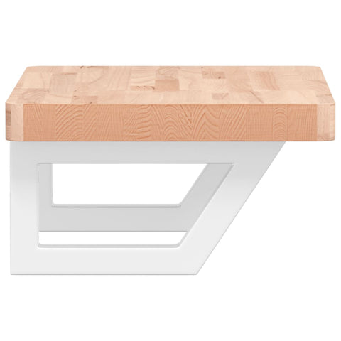 vidaXL Basin Shelf Wall Mounted Steel and Solid Wood Beech