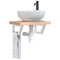 vidaXL Basin Shelf Wall Mounted Steel and Solid Wood Beech