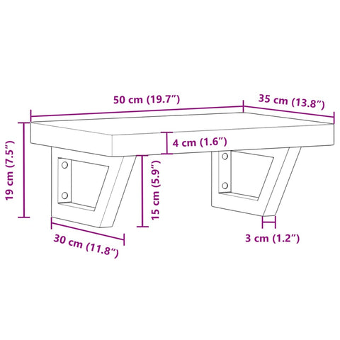vidaXL Basin Shelf Wall Mounted Steel and Solid Wood Beech