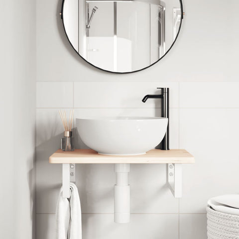 vidaXL Basin Shelf Wall Mounted Steel and Solid Wood Oak