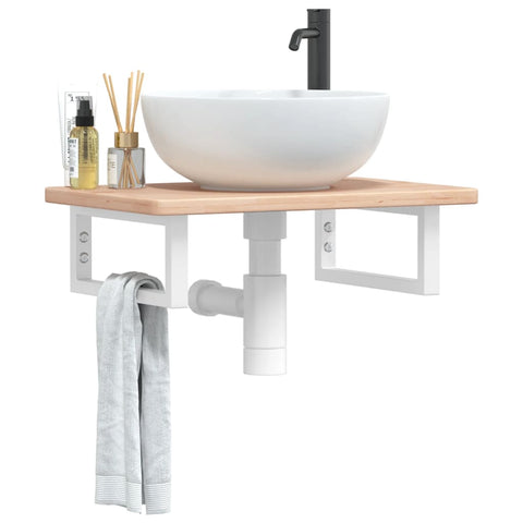 vidaXL Basin Shelf Wall Mounted Steel and Solid Wood Oak