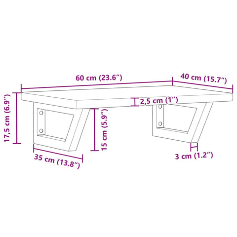vidaXL Basin Shelf Wall Mounted Steel and Solid Wood Oak