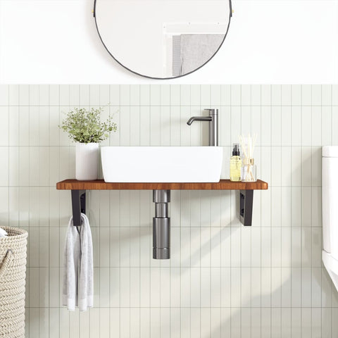 vidaXL Basin Shelf Wall Mounted Steel and Solid Wood Oak