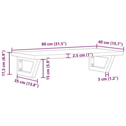 vidaXL Basin Shelf Wall Mounted Steel and Solid Wood Oak