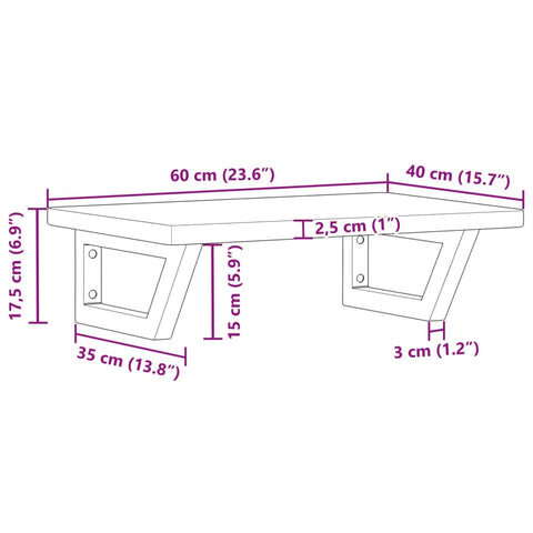 vidaXL Basin Shelf Wall Mounted Steel and Solid Wood Oak