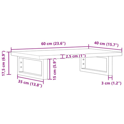 vidaXL Basin Shelf Wall Mounted Steel and Solid Wood Beech