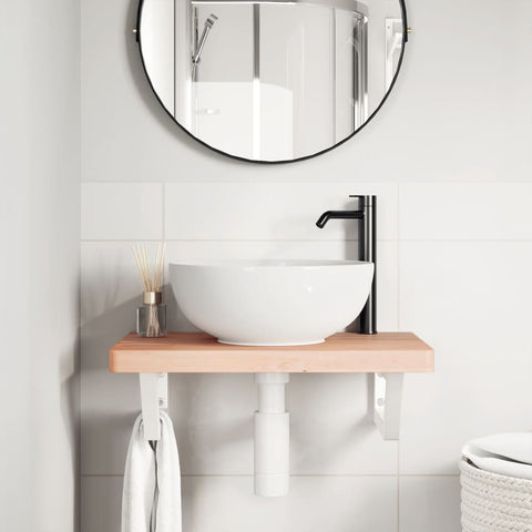 vidaXL Basin Shelf Wall Mounted Steel and Solid Wood Beech