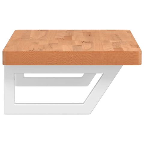 vidaXL Basin Shelf Wall Mounted Steel and Solid Wood Beech