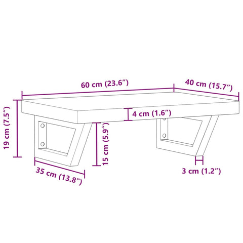 vidaXL Basin Shelf Wall Mounted Steel and Solid Wood Beech