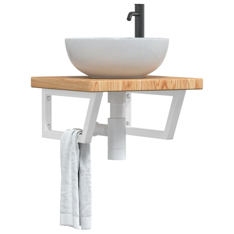 vidaXL Basin Shelf Wall Mounted Steel and Solid Wood Oak
