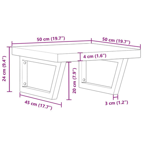 vidaXL Basin Shelf Wall Mounted Steel and Solid Wood Beech