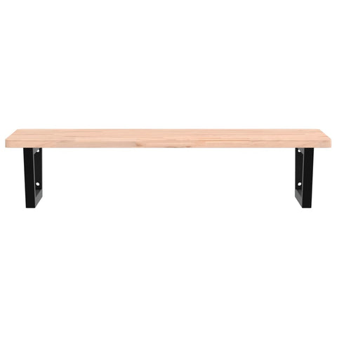 vidaXL Basin Shelf Wall Mounted Steel and Solid Wood Beech