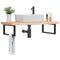 vidaXL Basin Shelf Wall Mounted Steel and Solid Wood Beech