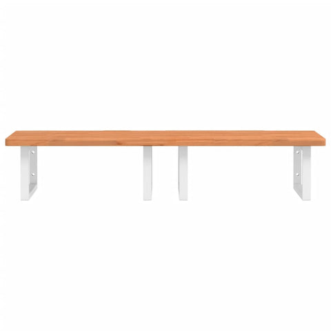 vidaXL Basin Shelf Wall Mounted Steel and Solid Wood Beech