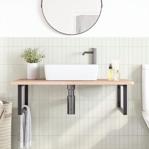 vidaXL Basin Shelf Wall Mounted Steel and Solid Wood Oak