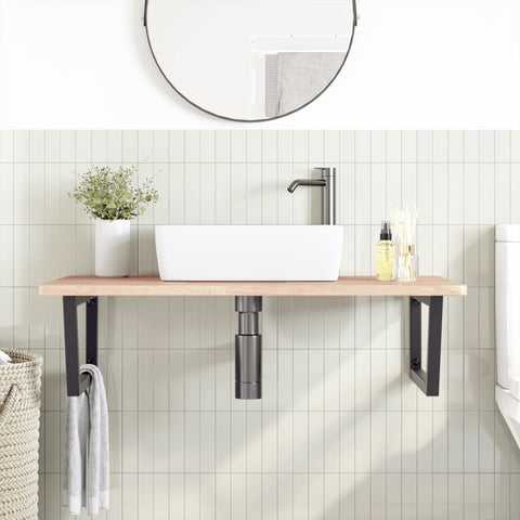 vidaXL Basin Shelf Wall Mounted Steel and Solid Wood Oak