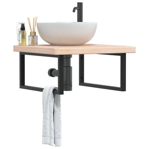 vidaXL Basin Shelf Wall Mounted Steel and Solid Wood Oak