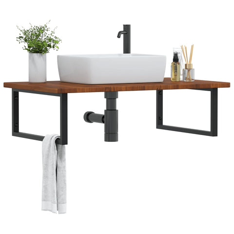 vidaXL Basin Shelf Wall Mounted Steel and Solid Wood Oak
