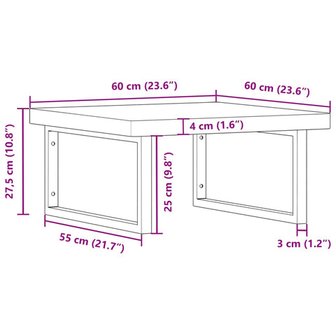 vidaXL Basin Shelf Wall Mounted Steel and Solid Wood Beech