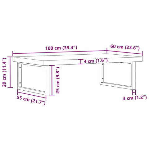 vidaXL Basin Shelf Wall Mounted Steel and Solid Wood Beech
