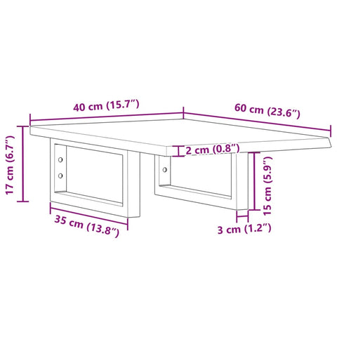 vidaXL Basin Shelf Wall Mounted Steel and Solid Wood Oak