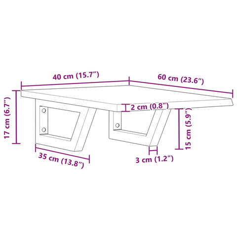vidaXL Basin Shelf Wall Mounted Steel and Solid Wood Oak