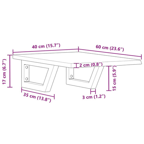 vidaXL Basin Shelf Wall Mounted Steel and Solid Wood Oak
