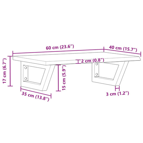 vidaXL Basin Shelf Wall Mounted Steel and Solid Wood Oak