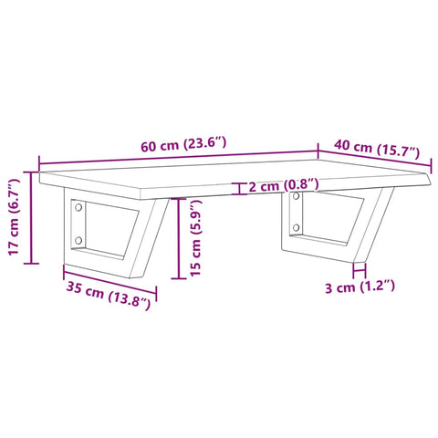 vidaXL Basin Shelf Wall Mounted Steel and Solid Wood Oak