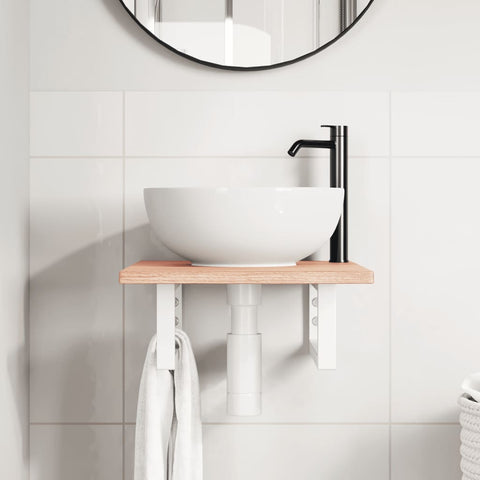 vidaXL Basin Shelf Wall Mounted Steel and Solid Wood Oak