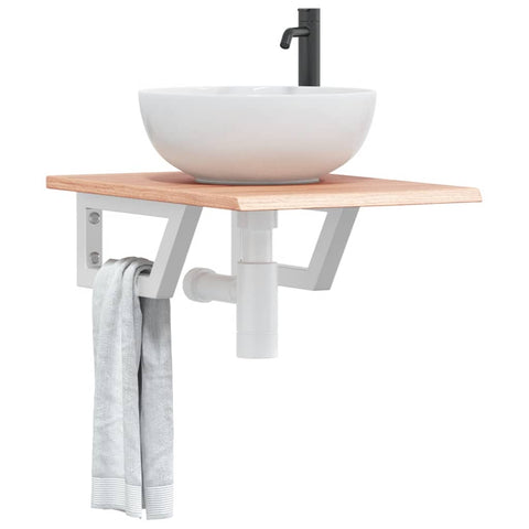 vidaXL Basin Shelf Wall Mounted Steel and Solid Wood Oak