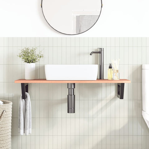 vidaXL Basin Shelf Wall Mounted Steel and Solid Wood Oak